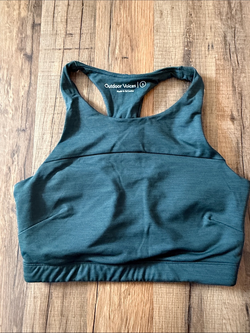 Outdoor Voices High Neck Racerback Sports Bra in Deep Green